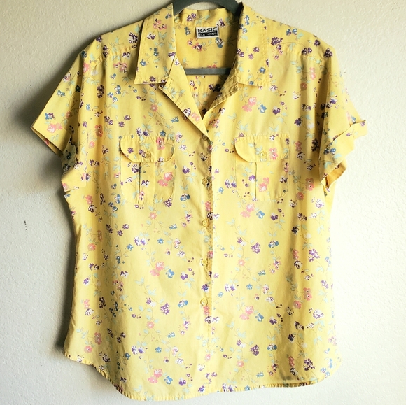 Vintage Yellow Floral Buttondown Top - Picture 4 of 9